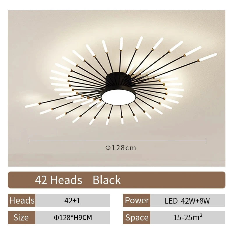 AuroraRealm Modern Black LED Ceiling Light | Large Diameter, Remote Control