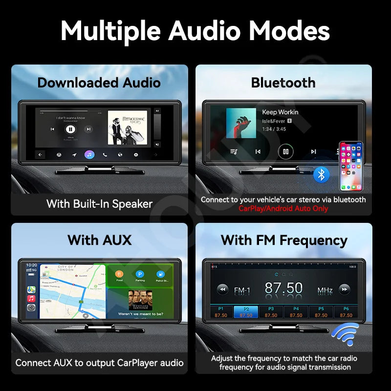 Venbes 10.26” Portable Wireless CarPlay & Android Auto Screen – Universal Fit