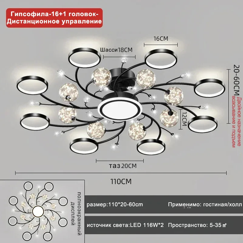 Artpad Modern Star Moon Ceiling Light Fixture | Romantic LED Chandelier for Bedroom & Living Room