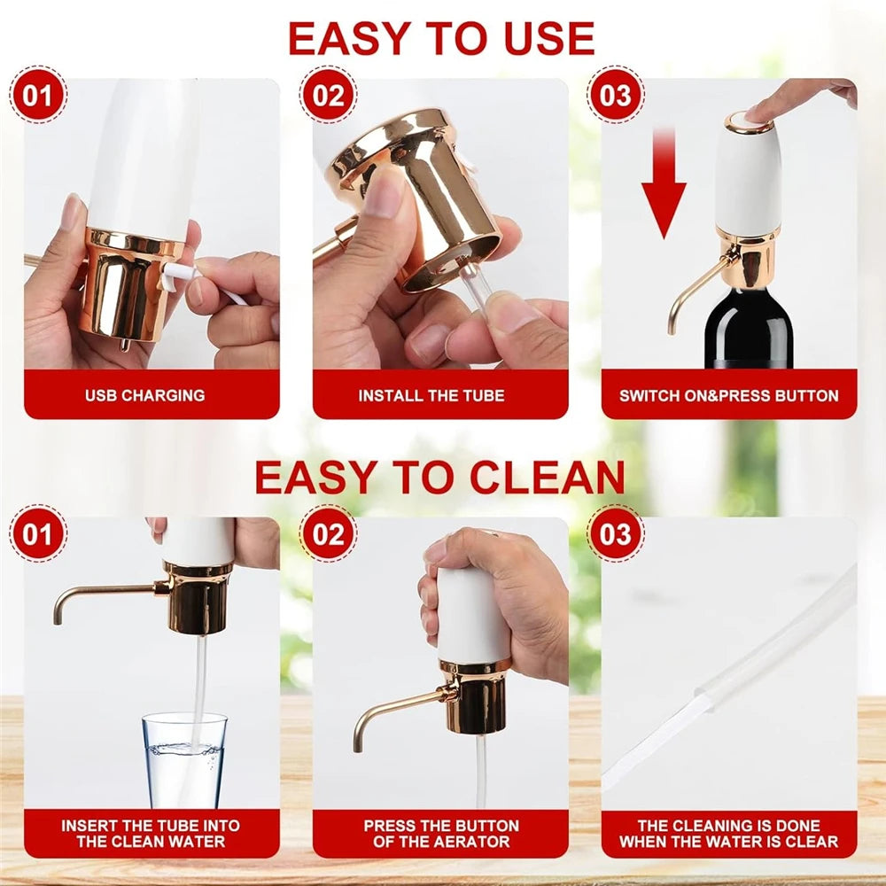 Electric Wine Decanter & Aerator – Instant USB Rechargeable Automatic Wine Pourer for Home Bar