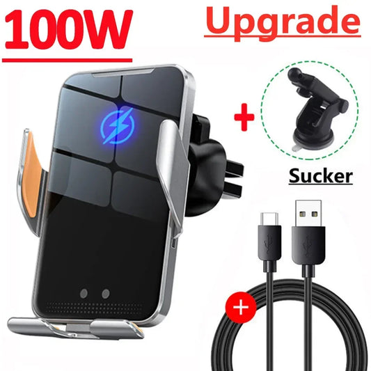 VIKEFON Qi Wireless Car Charger – One-Hand Auto Clamp with Cooling Fan