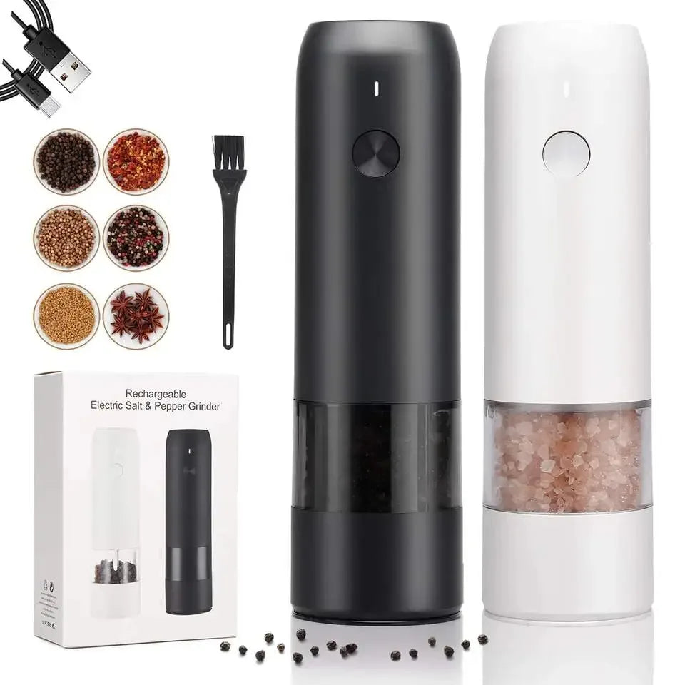 Rechargeable Electric Salt & Pepper Grinder – Adjustable Coarseness with LED & USB-C