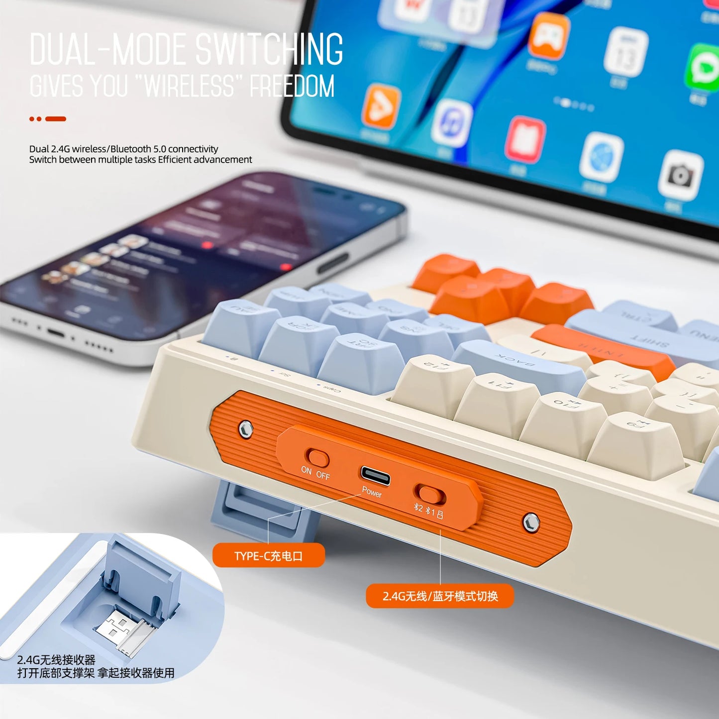 M87 Wireless Keyboard & Mouse Combo – Bluetooth Dual Mode, 87-Key Mini Layout