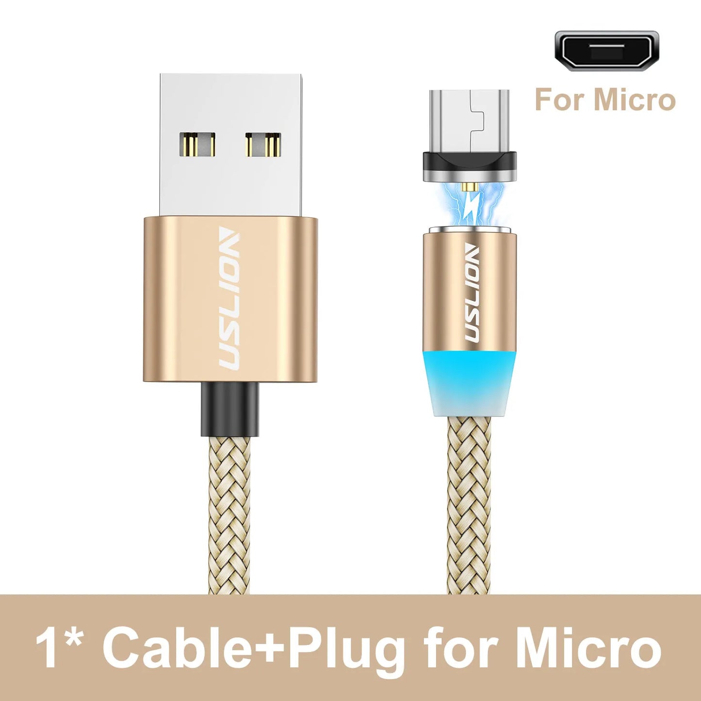Magnetic Charging Cable 360 Degree – USB-A to Type-C / Lightning / Micro USB (2.4A)