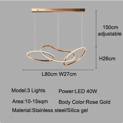 MZXFA Smart LED Pendant Light JLD0190 | Remote Dimmable, Modern Stainless Steel