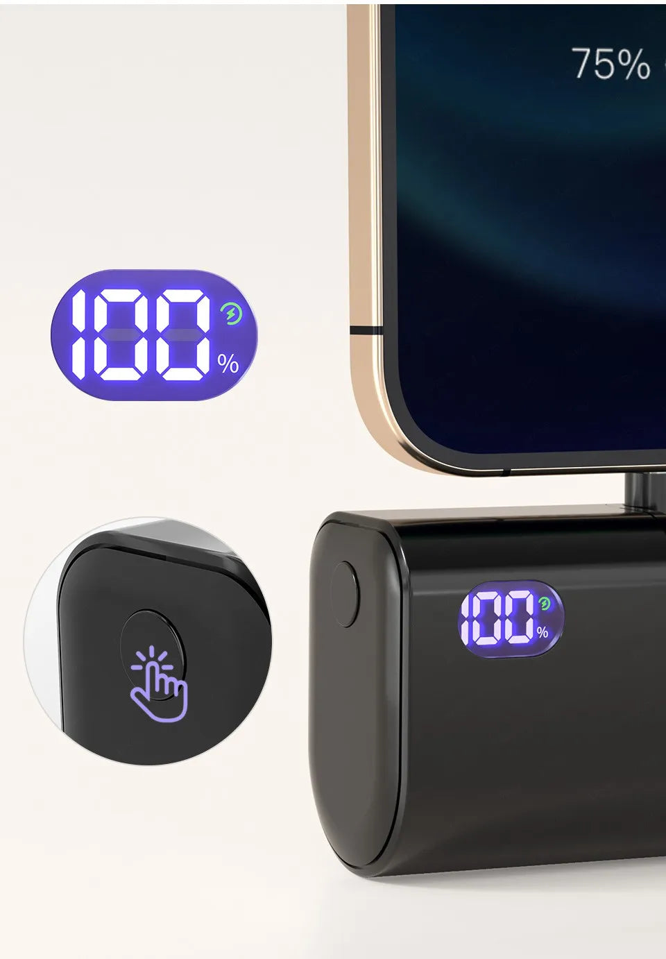 Pocket Power Bank 5000mAh – 22W PD Fast Charge with Foldable Plug