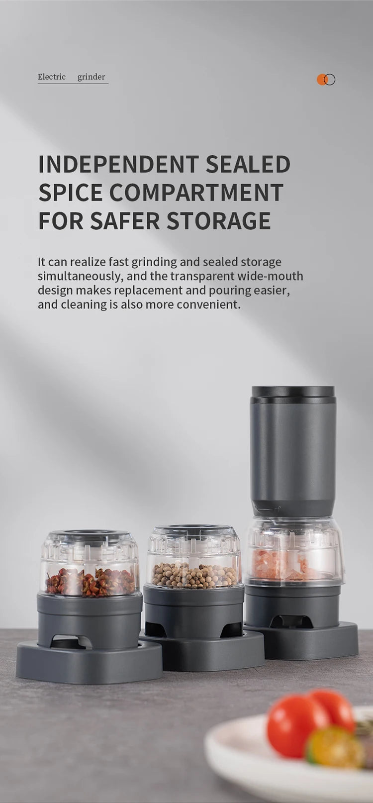 BALASHOV Electric Spice Grinder – Rechargeable Multi-Compartment Grinder with Ceramic Core