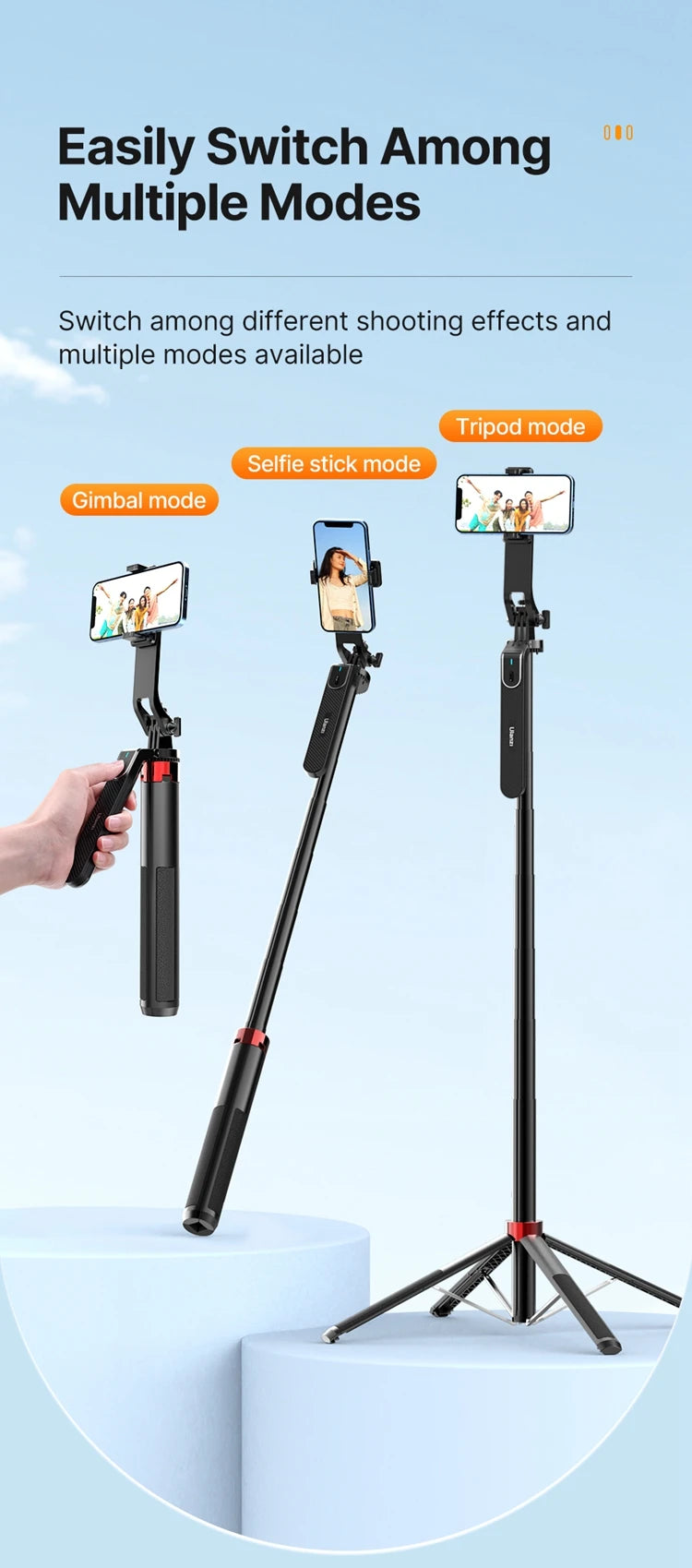 Ulanzi 1.8M Smartphone Selfie Stick Tripod – Bluetooth Remote & 360° Head