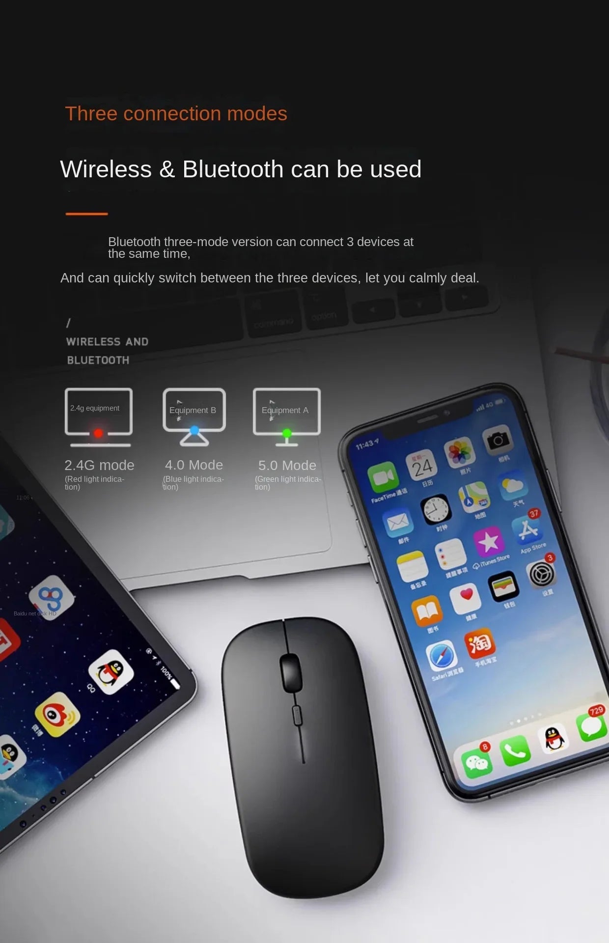 Bluetooth Wireless Mouse with Rechargeable Battery – Universal Dual-Hand Use