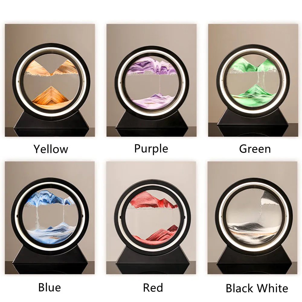 Rotating Quicksand Art Lamp | 360° Moving Sand Glass Atmosphere Light