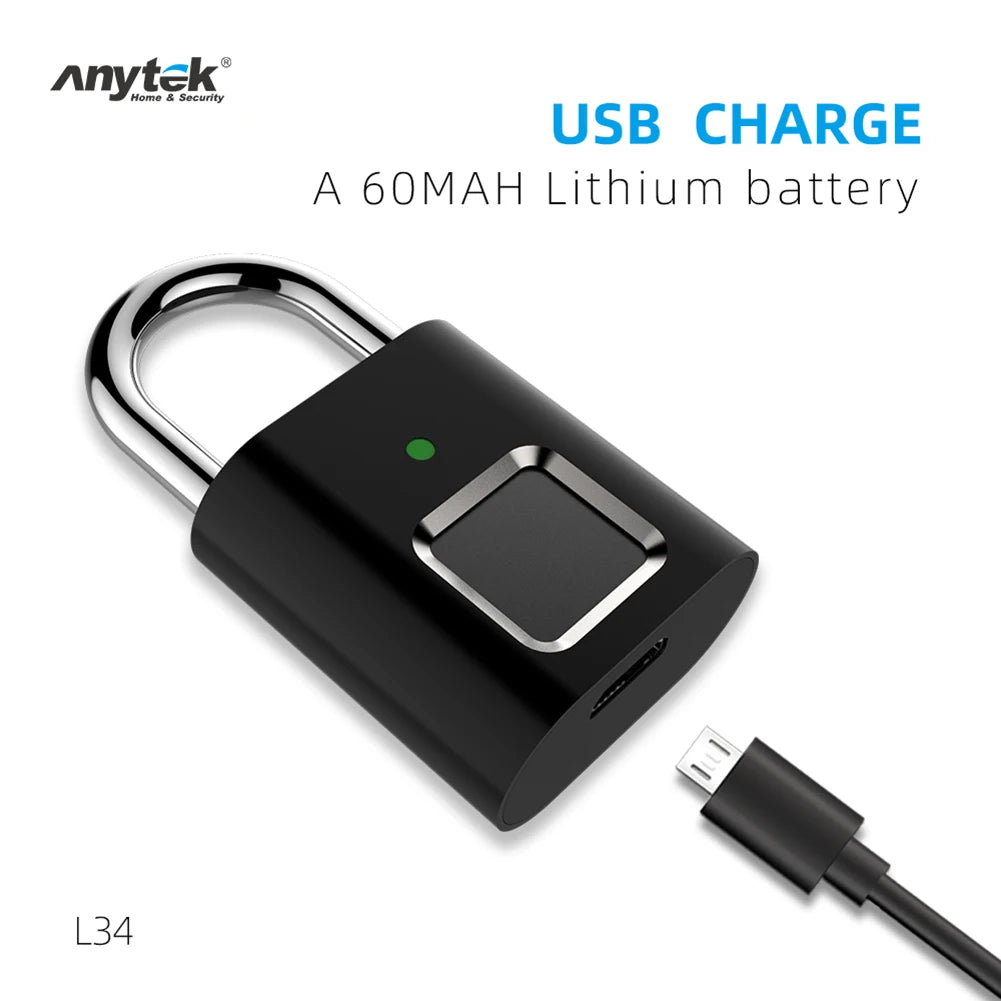 Biometric Fingerprint Padlock – Portable Keyless Lock for Locker & Luggage