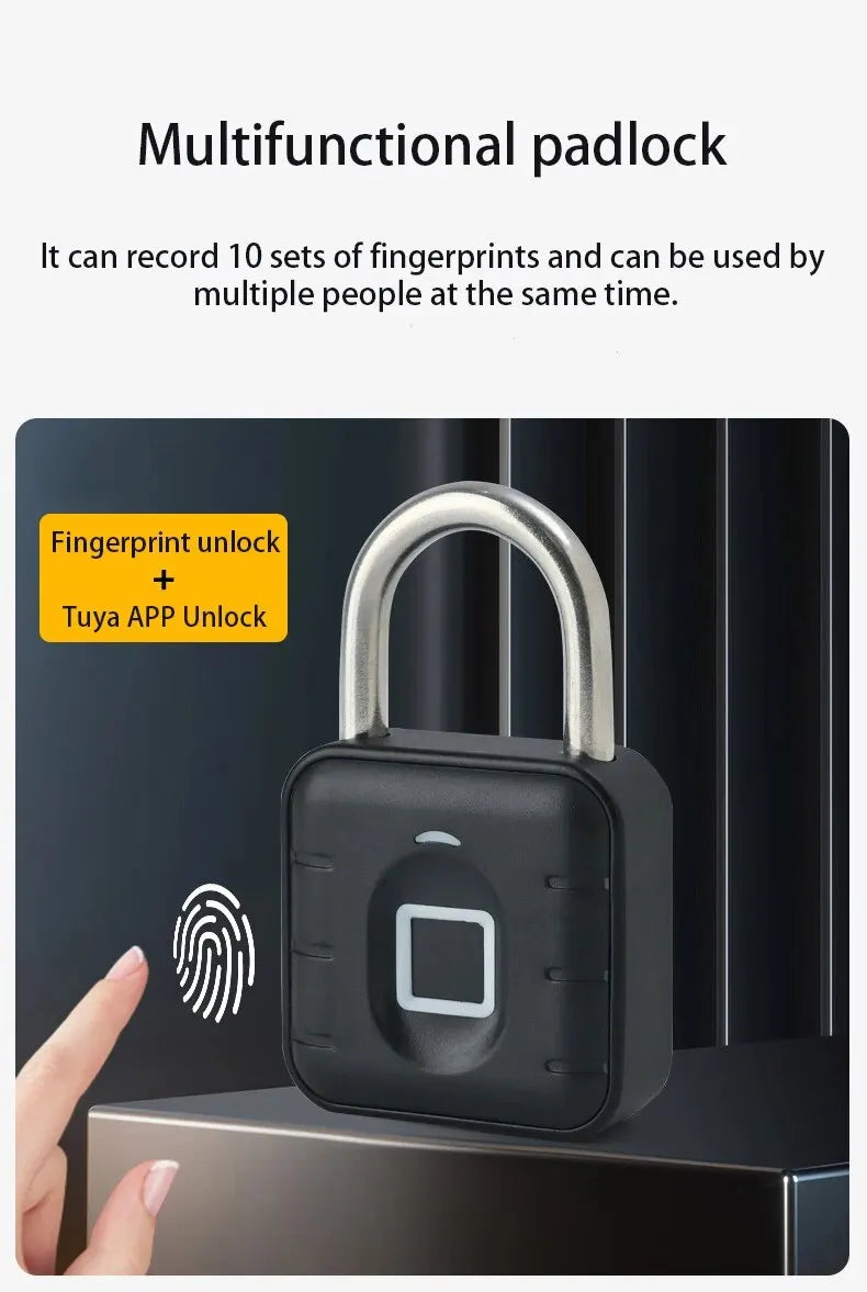 SY-12 Smart Fingerprint Padlock – Tuya Bluetooth Digital Lock for Luggage & Lockers