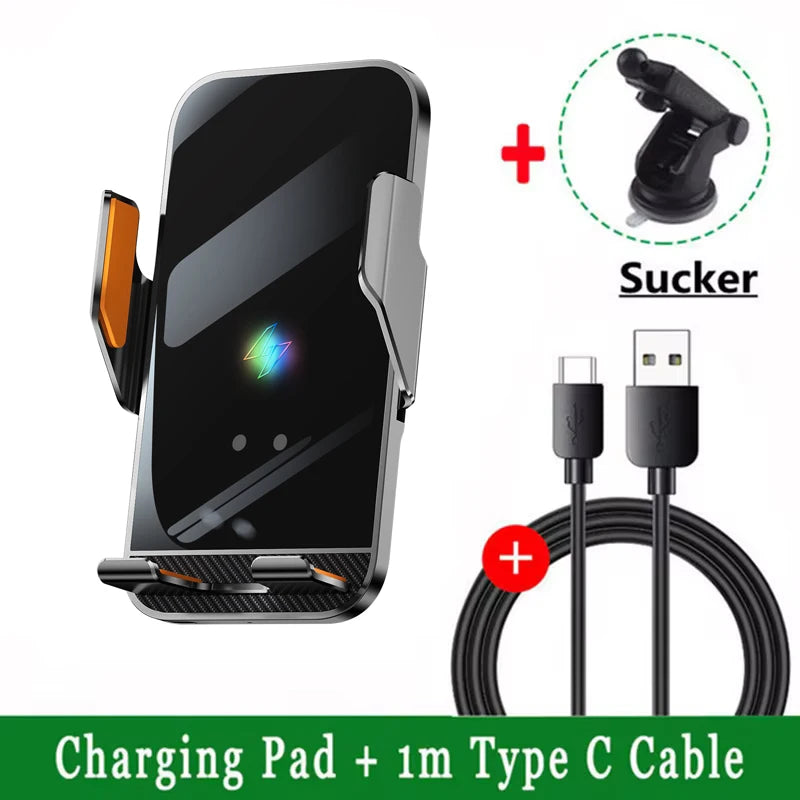 VIKEFON Qi Wireless Car Charger – One-Hand Auto Clamp with Cooling Fan