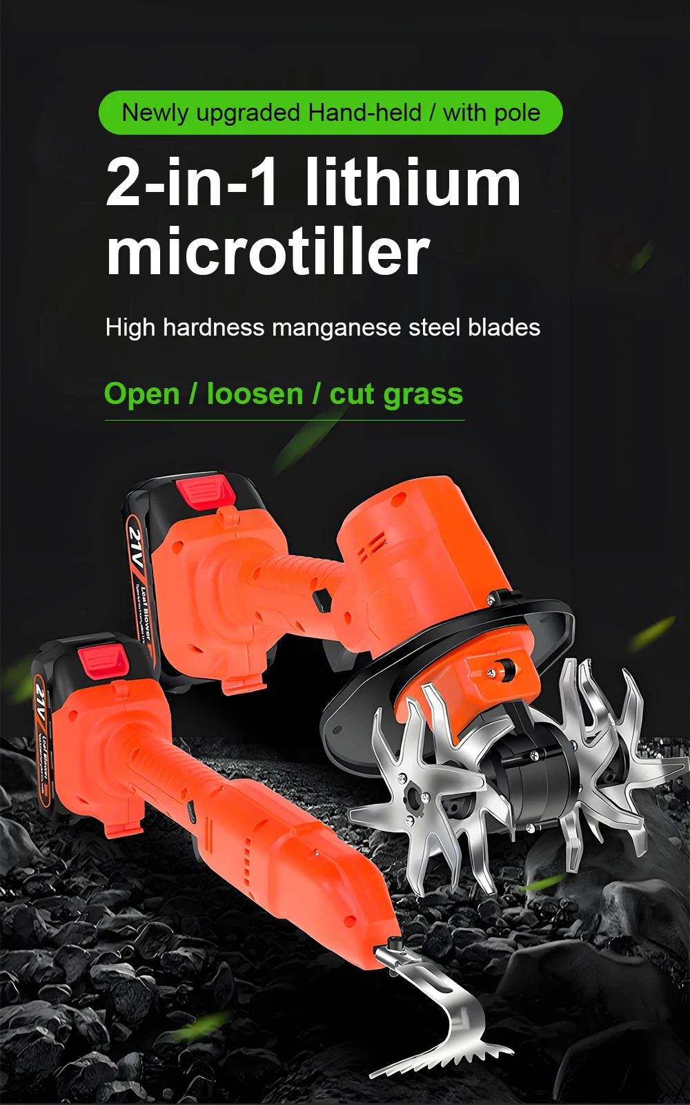 Electric Garden Tool Cordless Cultivator 21V or 24V Battery Random Supply Garden Equipment