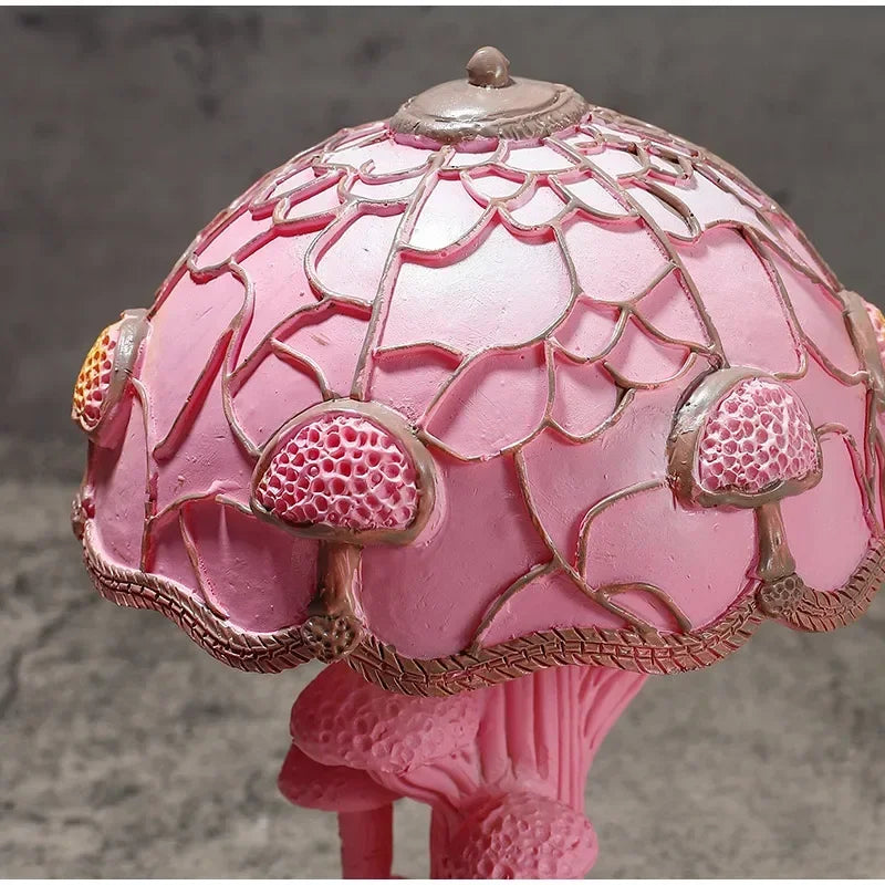 Creative Stained Glass Mushroom Table Lamp | Colorful Atmosphere Bedside Light