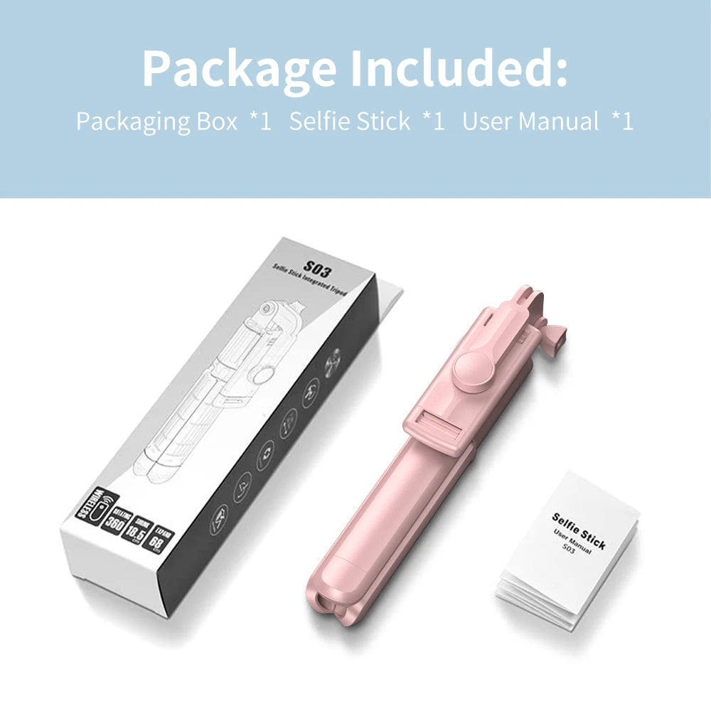 Pink Bluetooth Selfie Stick Tripod with Fill Light & Remote – 71cm Extendable