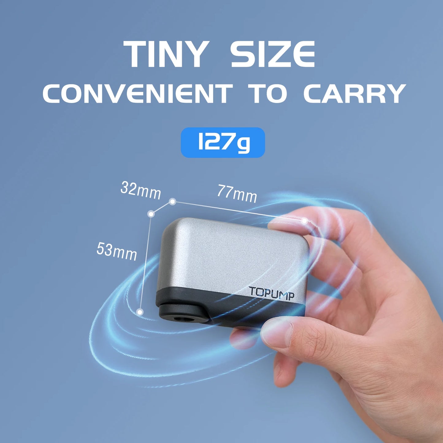 TOPUMP TB2 Mini Electric Bicycle Tire Inflator 120PSI Rechargeable Portable Pump with Schrader & Presta Valve