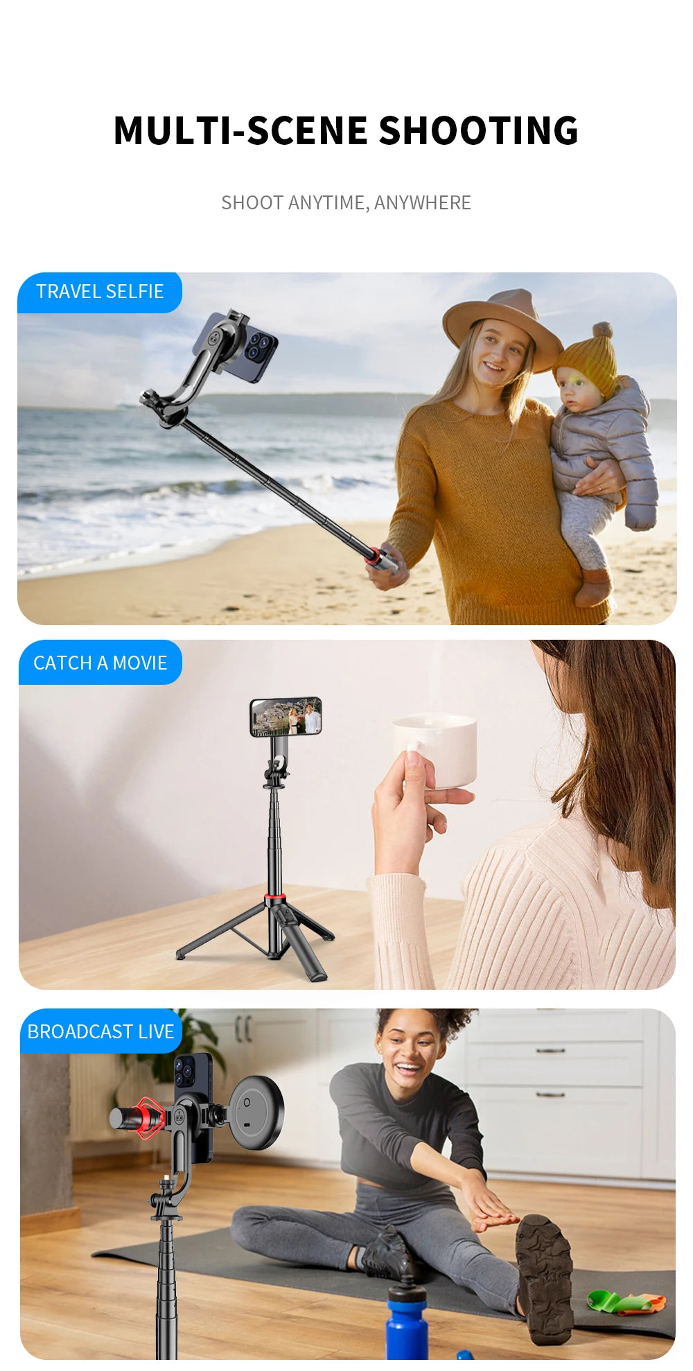 Magnetic Bluetooth Selfie Stick Tripod with Remote – Selfieshow C20