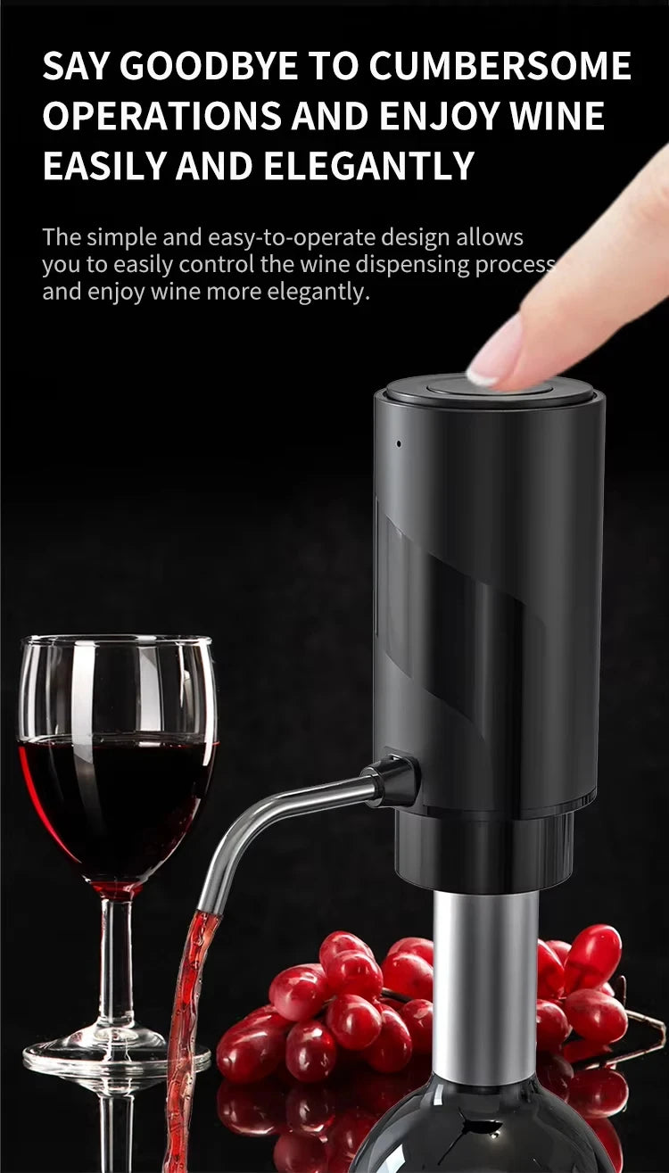 Electric Wine Decanter & Aerator – USB-C Rechargeable Instant Decanting for Wine Lovers