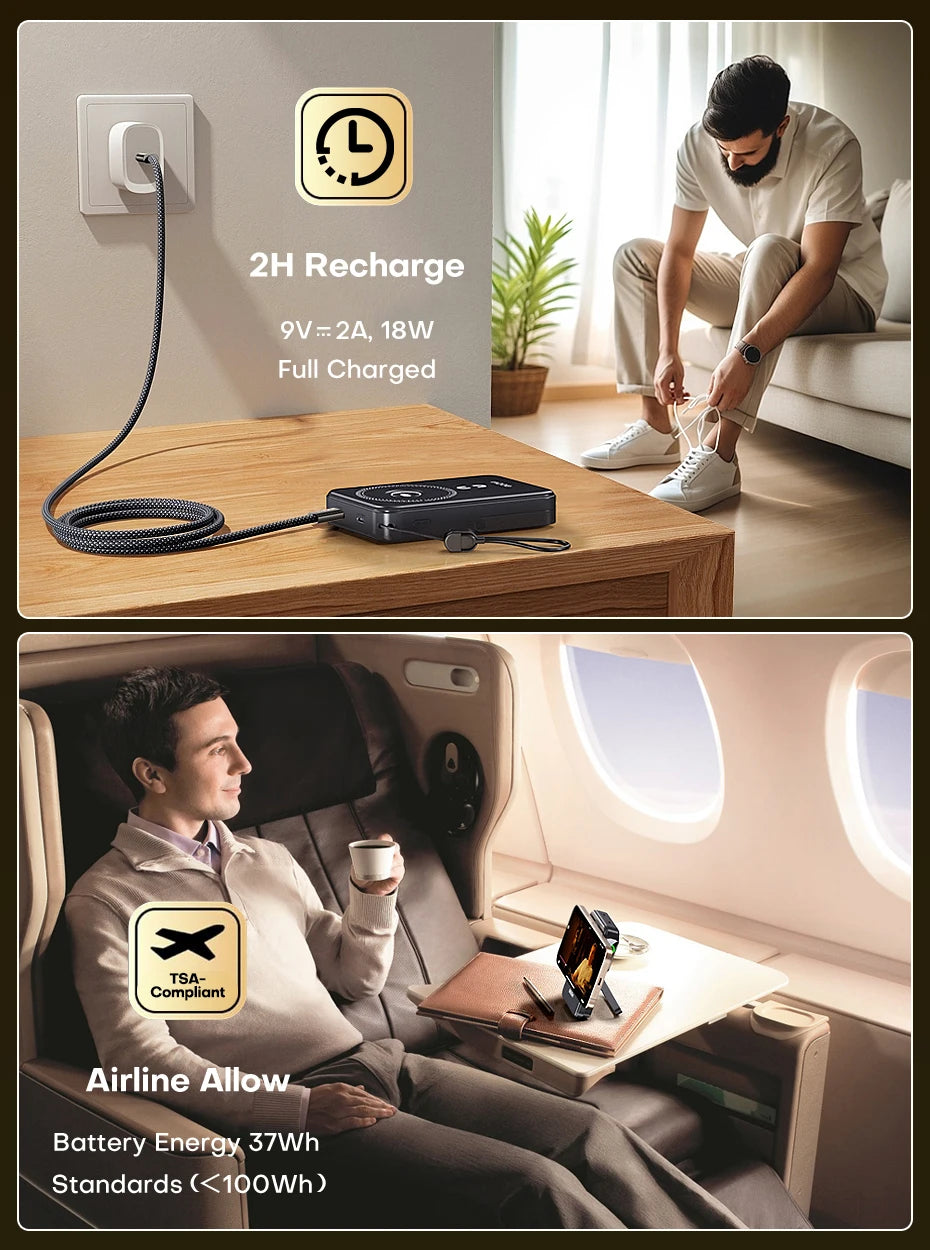 10000mAh Wireless Power Bank – 3-in-1 Magnetic Charger with TFT Display & Stand