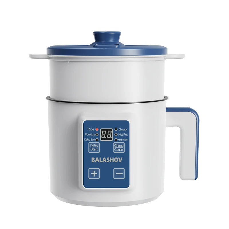 BALASHOV Compact Electric Rice Cooker 1.7L – Non-Stick Inner Pot, Steaming Basket Included
