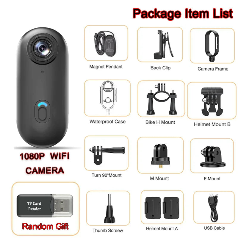 JETO H88 Ultra-Mini 4K Sports Action Camera – Waterproof Case, WiFi, POV Recording