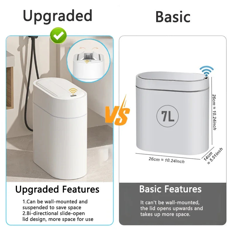 7L/9L Smart Trash Can with Lid – Motion Sensor Touchless Garbage Bin