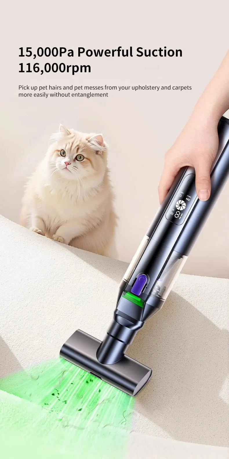 cafele CX06 4-in-1 Cordless Car Vacuum Cleaner – 18000Pa Brushless, Air Pump & Wind Blower