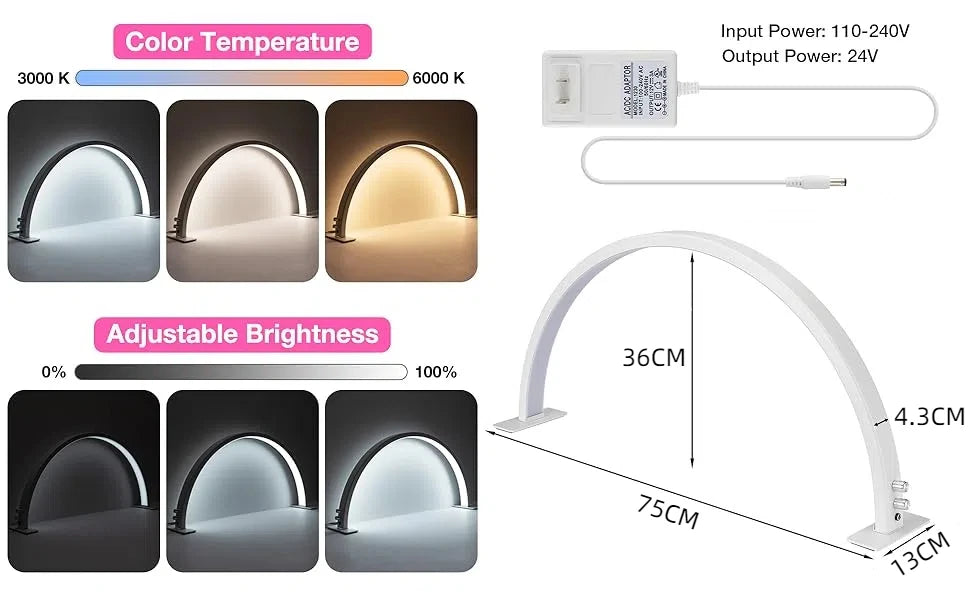 Half Moon LED Manicure Lamp 50W | Modern Nail Desk Light, Salon & Home