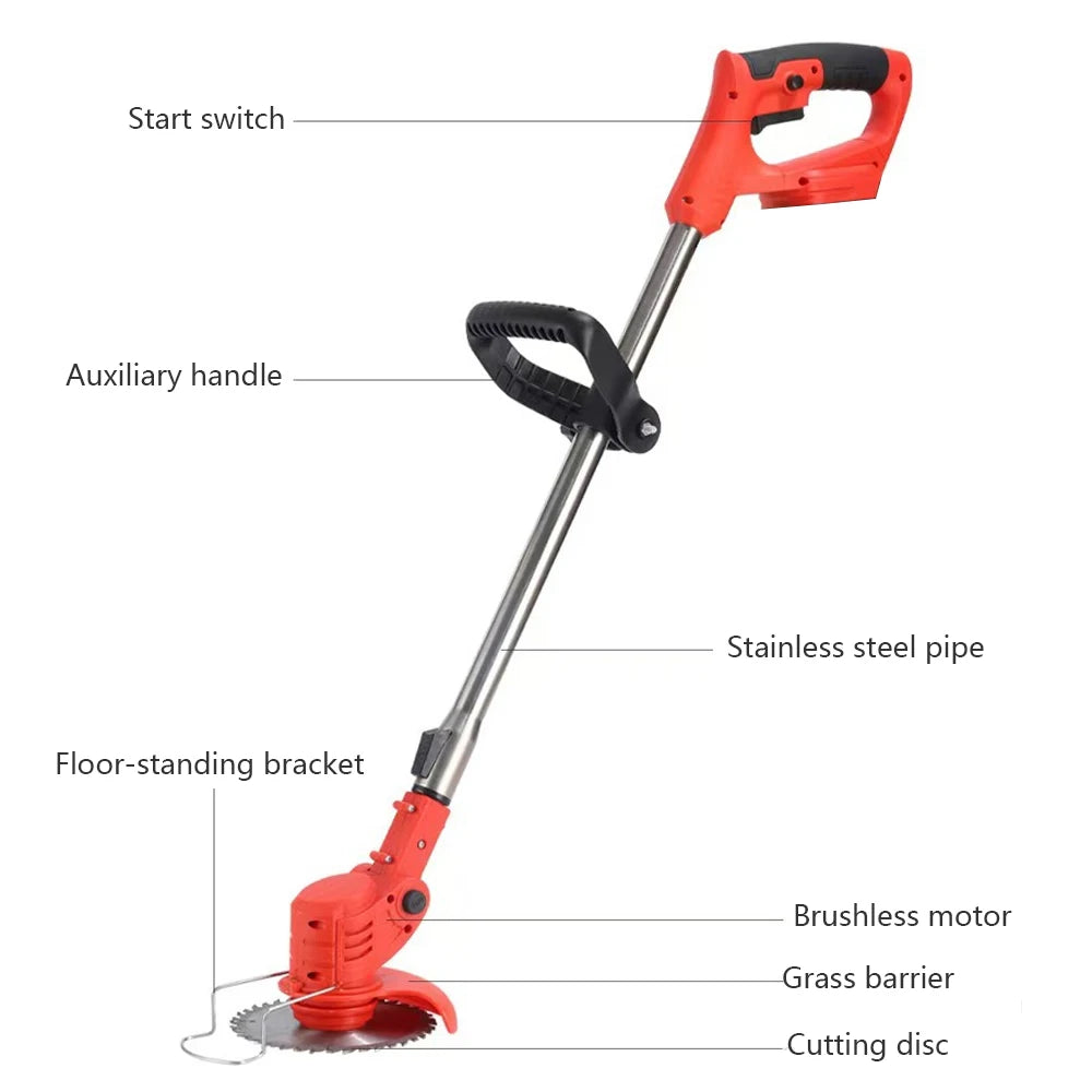 NEWBEAT Cordless Grass Trimmer Brushless Electric Lawn Cutter Adjustable Telescopic Handle