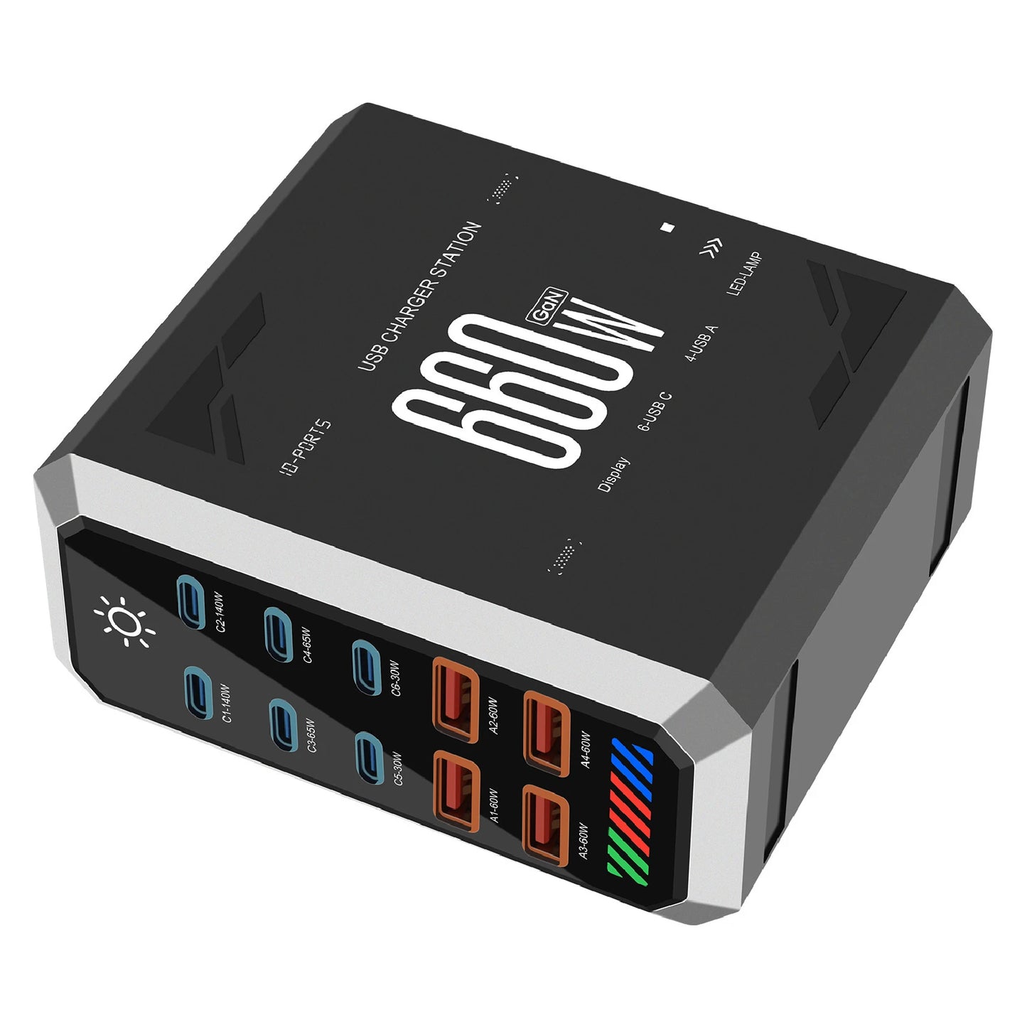 10-in-1 660W USB-C Power Hub – Multi-Device Fast Charging Station with Global Plugs