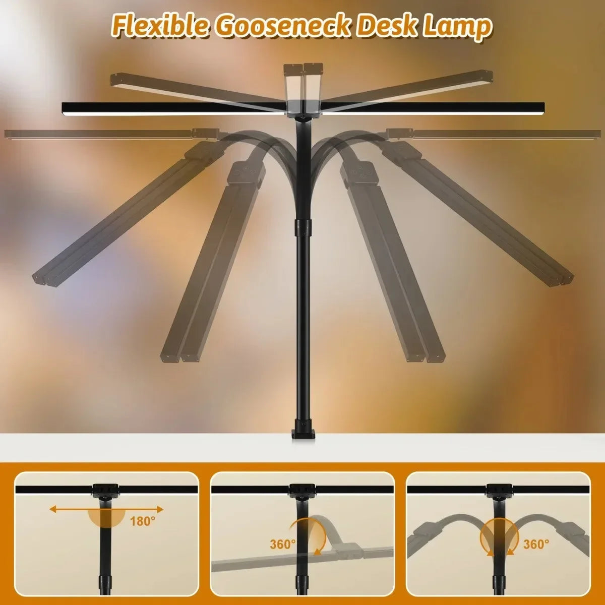ALTCHIHYQ Double-Head LED Desk Lamp | 80cm Wide, Remote Control, 5-Level Dimming
