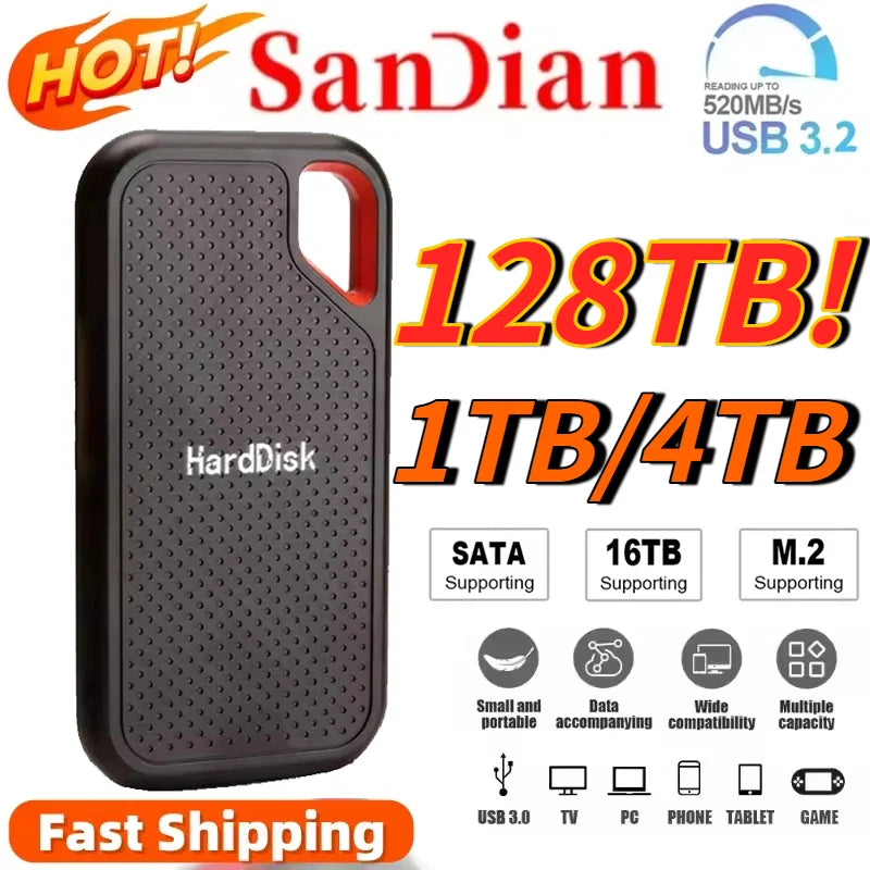 USB 3.2 Portable SSD External Drive – Fast Storage for Laptop, Desktop & Gaming Consoles