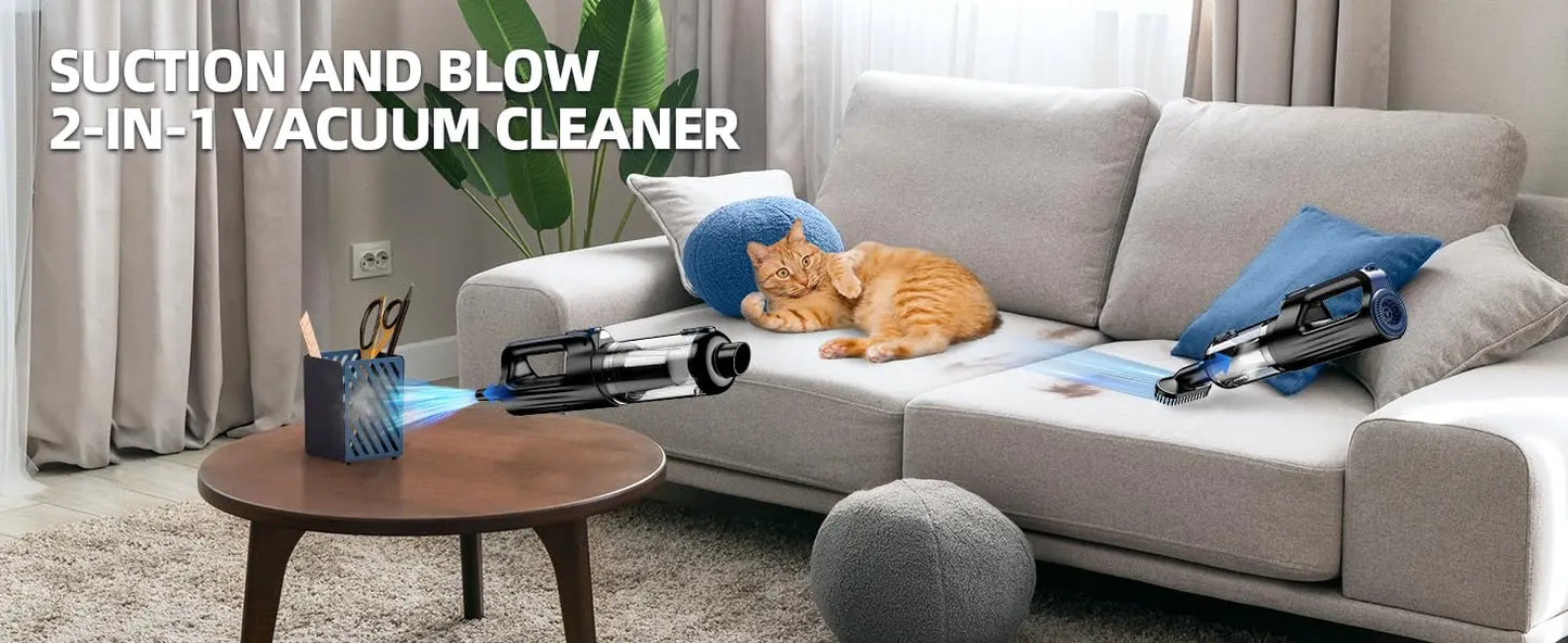 Handheld Car Vacuum Cleaner 2-in-1 – Powerful Suction & Air Duster, Rechargeable