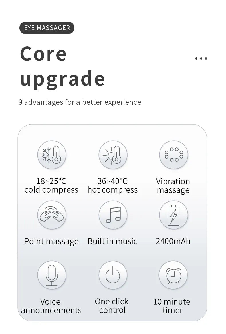 VIMYSHOW Heat & Cool Eye Massager – 12 Node Acupressure with Bluetooth Music