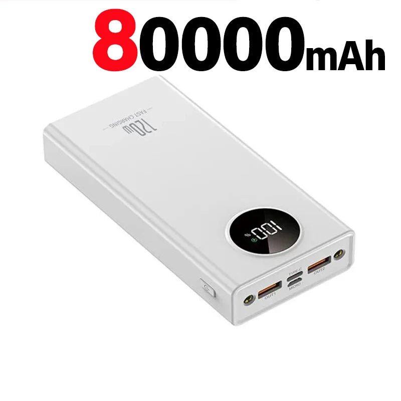 Ultra-Large Capacity Power Bank – Super Fast Charging with Flashlight (Portable External Battery)