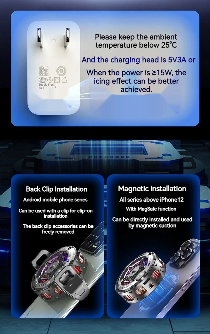 K20 Universal Magnetic Phone Cooler for Gaming | Digital Display