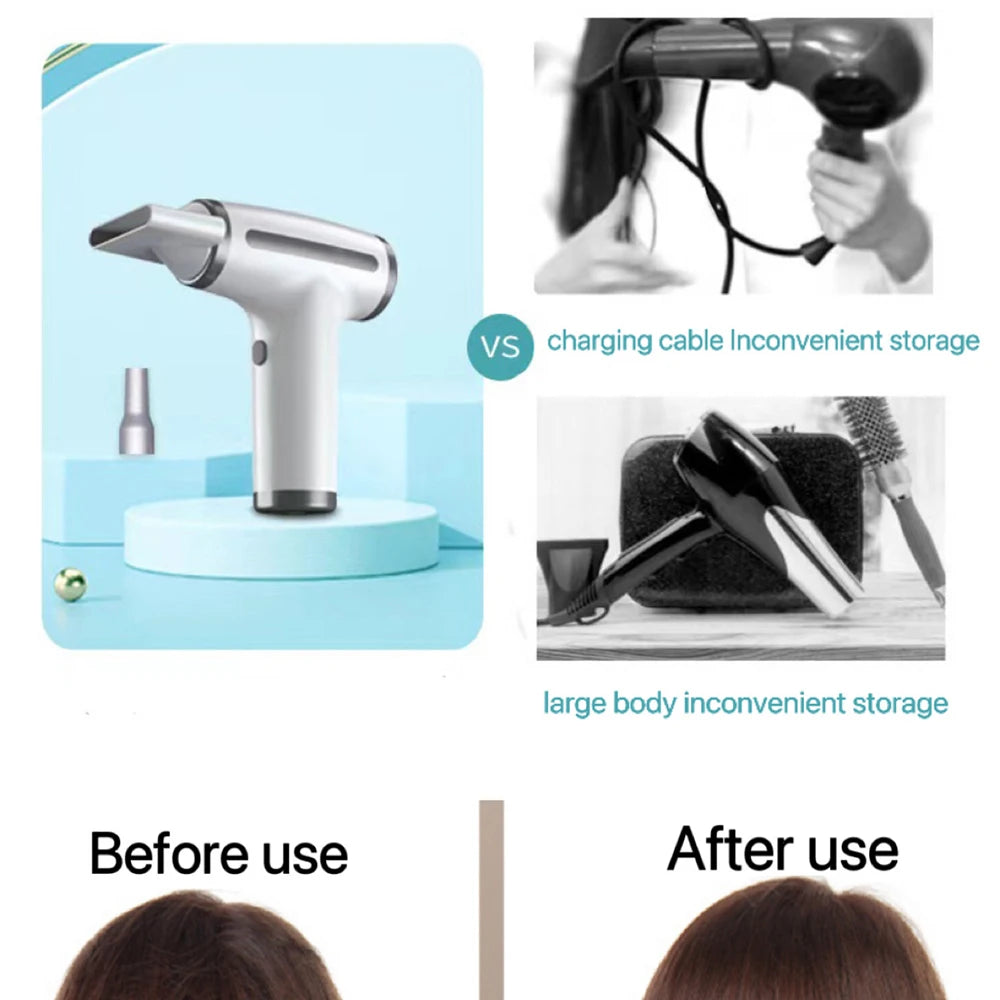 PDQ Wireless Ionic Hair Dryer – 4-Speed Portable Air Blower Kit