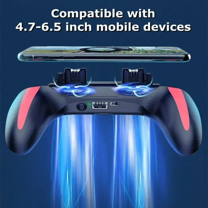 H10 Mobile Phone Gaming Handle with Radiator – 4-Finger Shooter Gamepad for PUBG & FPS