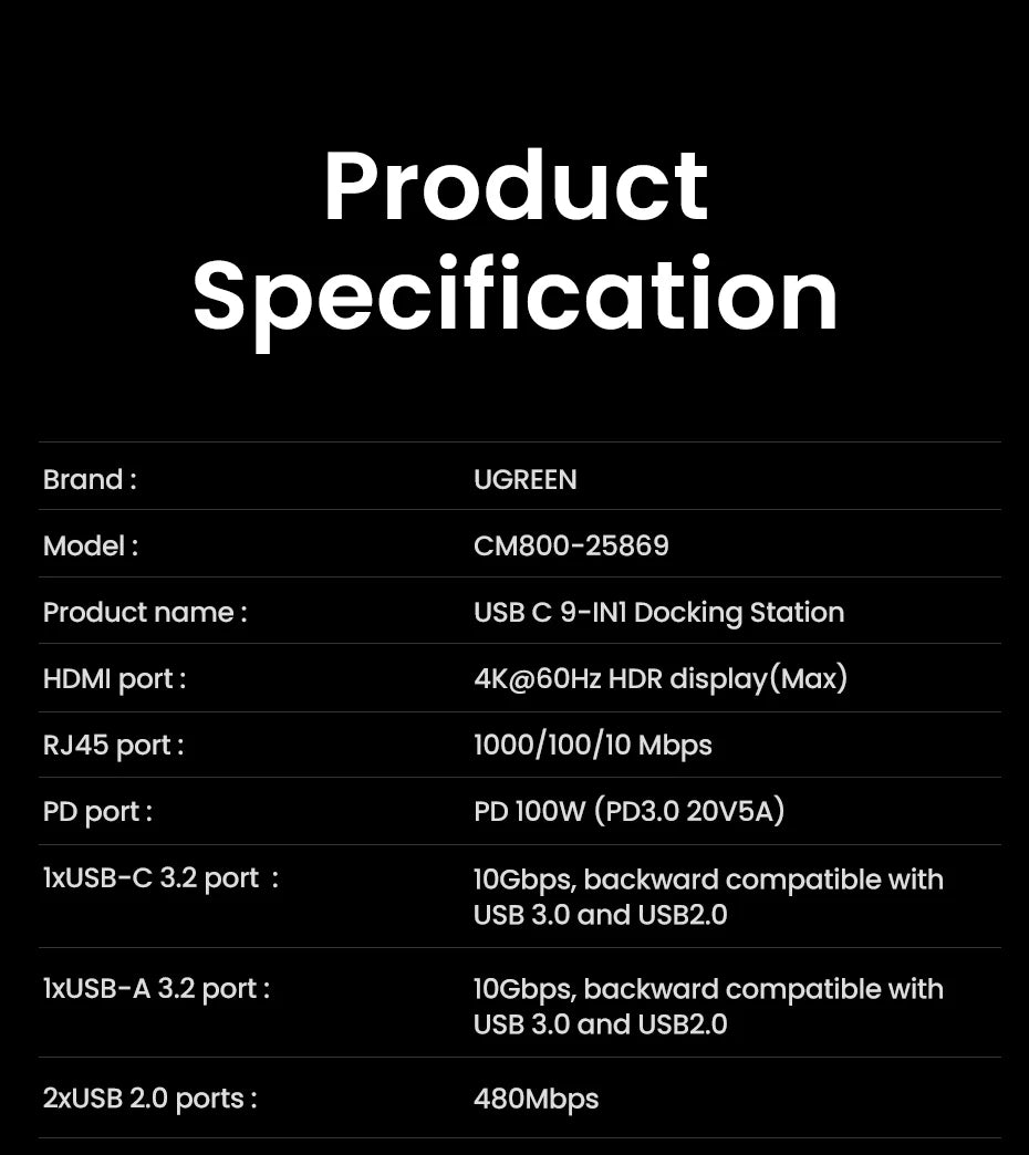 9-in-1 Steam Deck Docking Station – 4K@60Hz HDMI, 10Gbps USB-C, 100W PD Stand