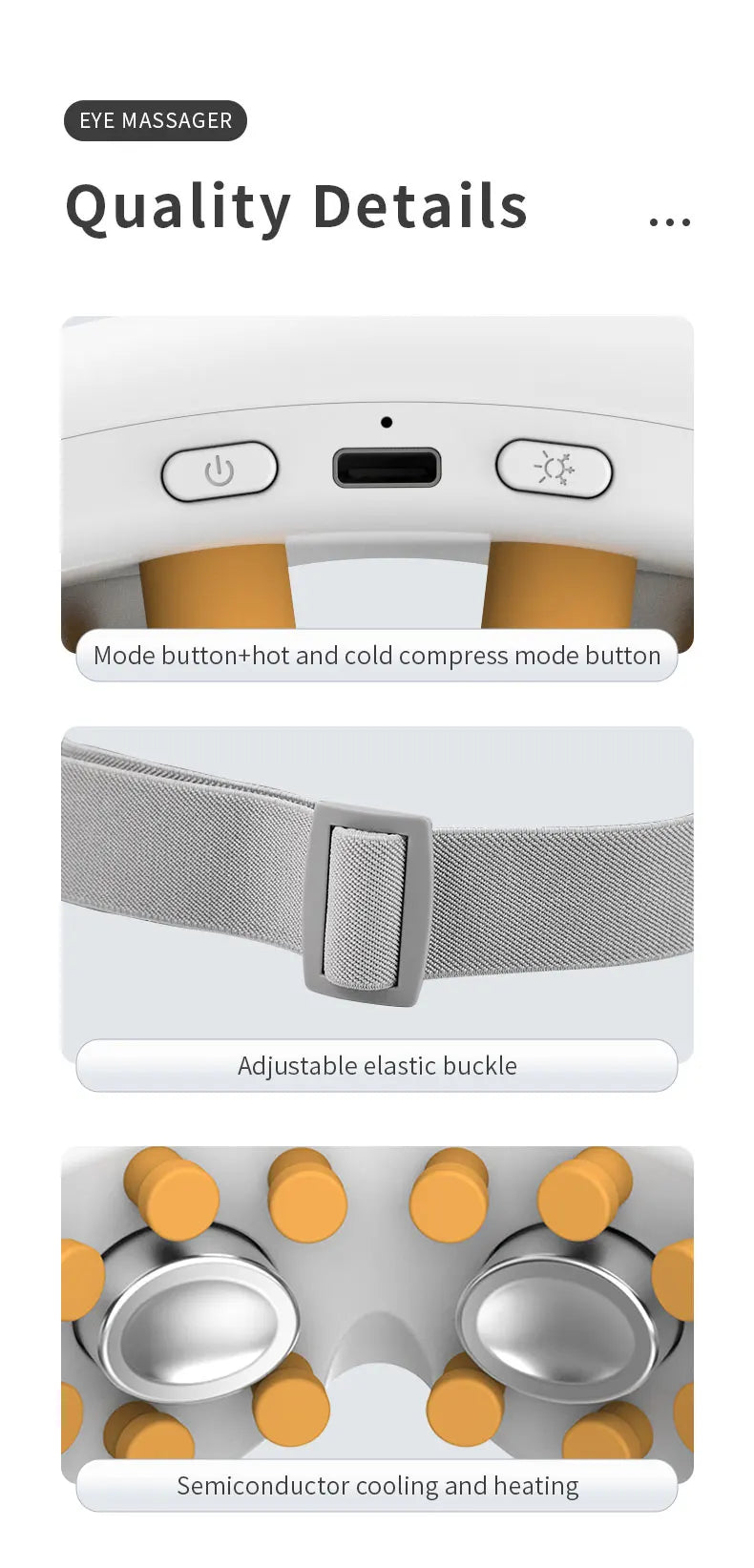 VIMYSHOW Heat & Cool Eye Massager – 12 Node Acupressure with Bluetooth Music