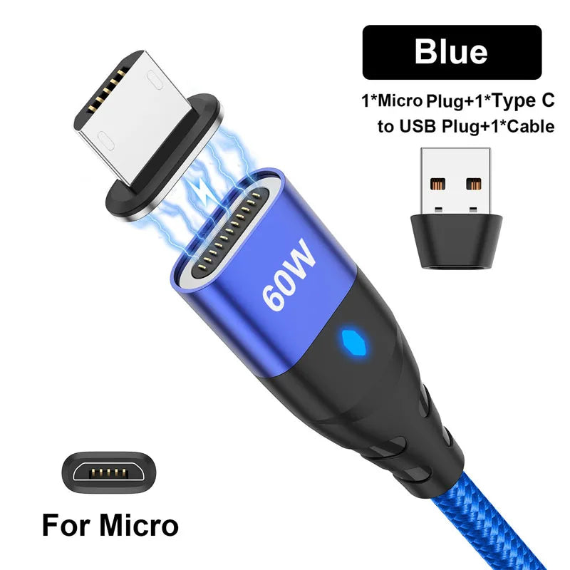 Nylon Braided 6-in-1 Charging Cable – QC3.0 Fast Charge & Data Sync (3A)