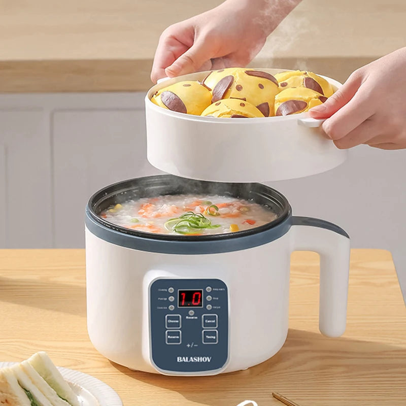 BALASHOV Compact Electric Rice Cooker 1.7L – Non-Stick Inner Pot, Steaming Basket Included