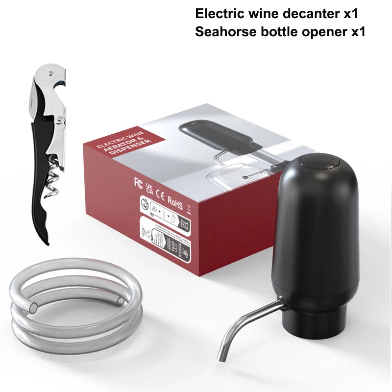 Electric Wine Decanter & Aerator – USB-C Rechargeable Instant Decanting for Wine Lovers
