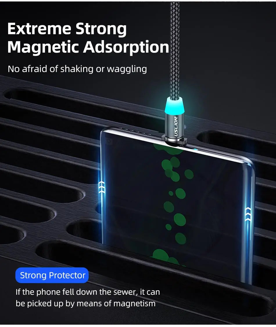 Magnetic Charging Cable 360 Degree – USB-A to Type-C / Lightning / Micro USB (2.4A)