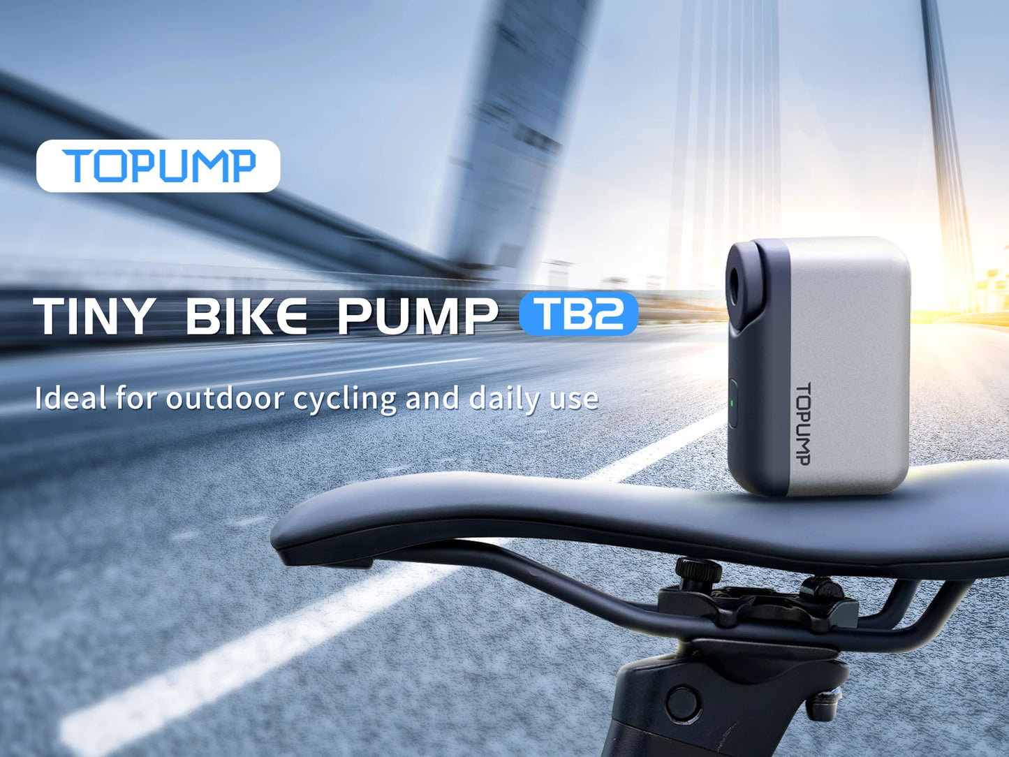 TOPUMP TB2 Mini Electric Bicycle Tire Inflator 120PSI Rechargeable Portable Pump with Schrader & Presta Valve