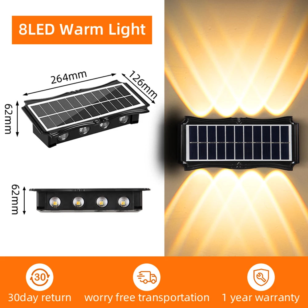 CHENBEN Solar LED Wall Light | IP65 Waterproof Outdoor Wall Lamp, Warm/RGB