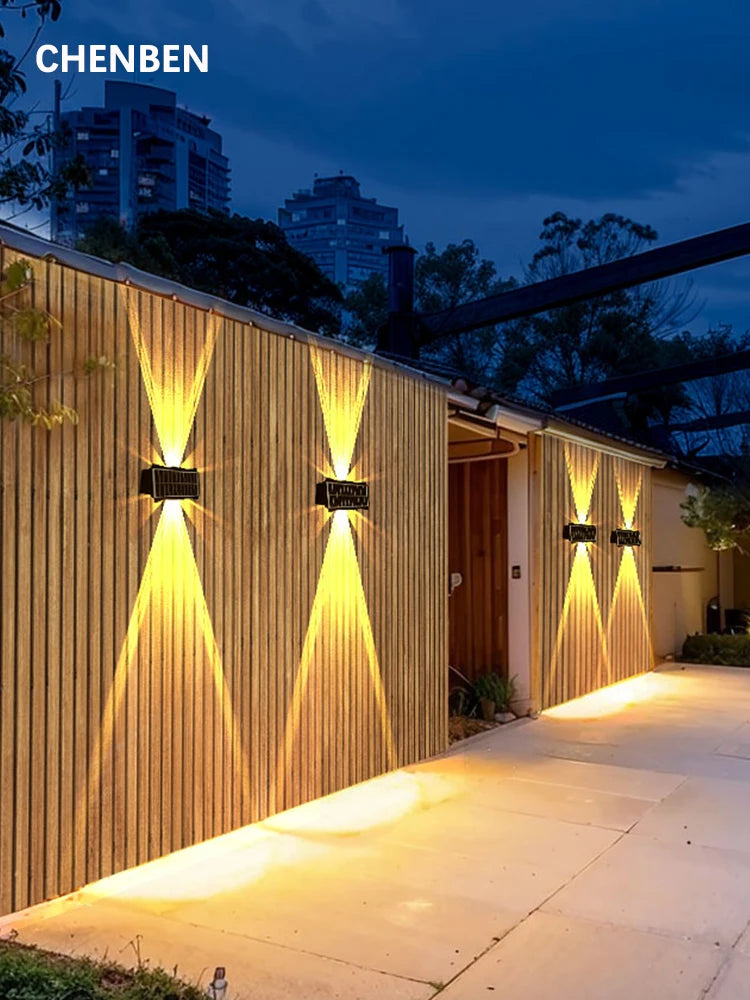 CHENBEN Solar LED Wall Light | IP65 Waterproof Outdoor Wall Lamp, Warm/RGB
