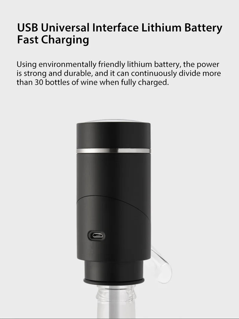 Electric Wine Decanter & Aerator – Automatic Sobering Dispenser with USB Rechargeable Option