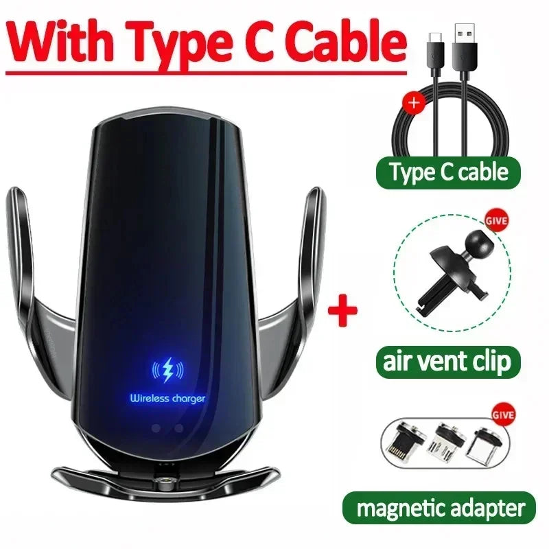 VIKEFON Qi 100W Wireless Car Fast Charger with Cooling Fan & One-Hand Operation